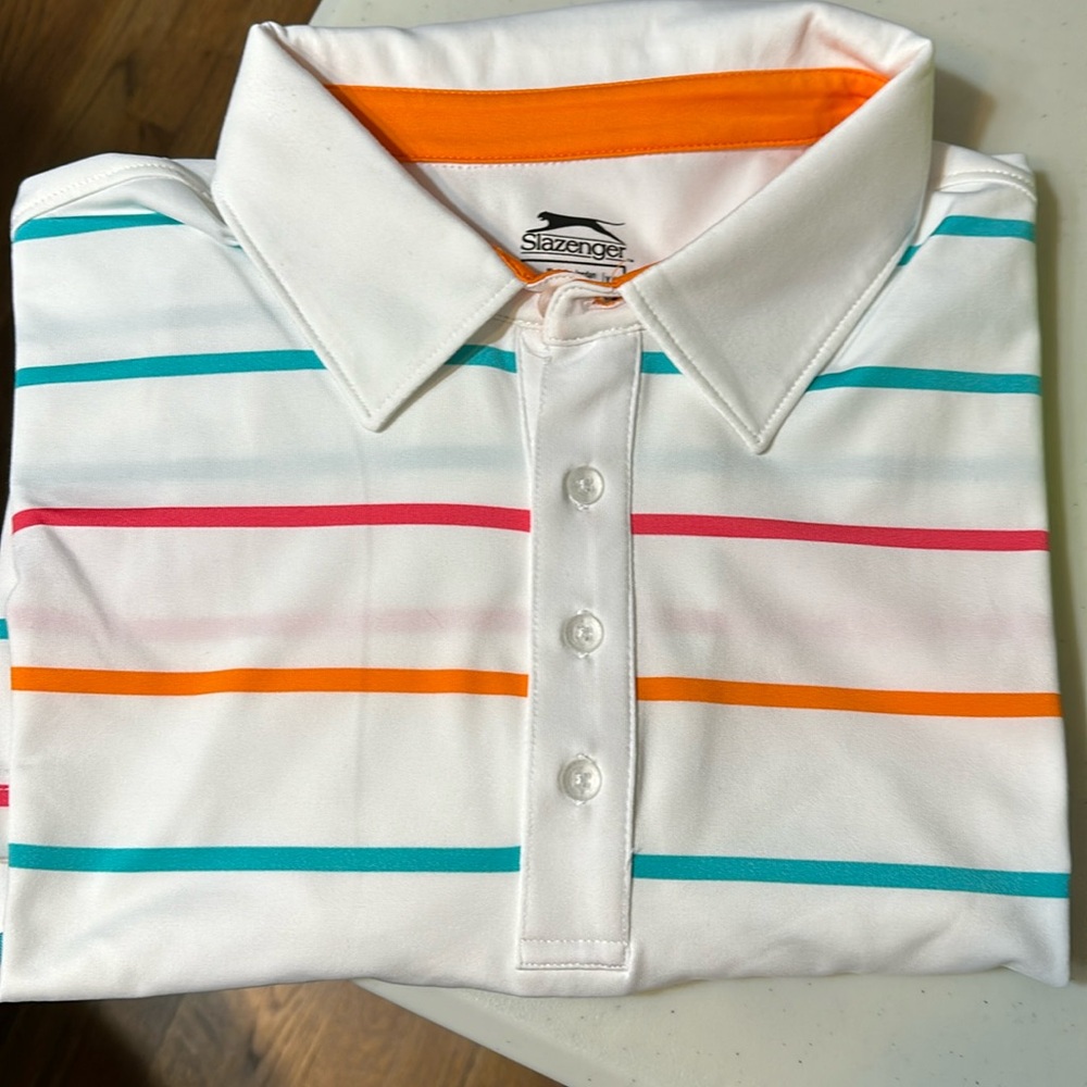 Men’s Slazenger White with horizontal stripes polo